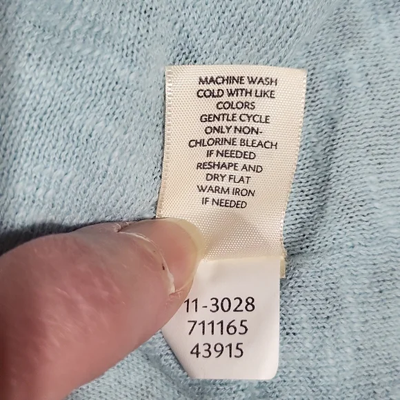 J. JILL PURE JILL Aqua Blue Scoop Neck Cotton Linen Blend Lightweight Sweater - Picture 8 of 11